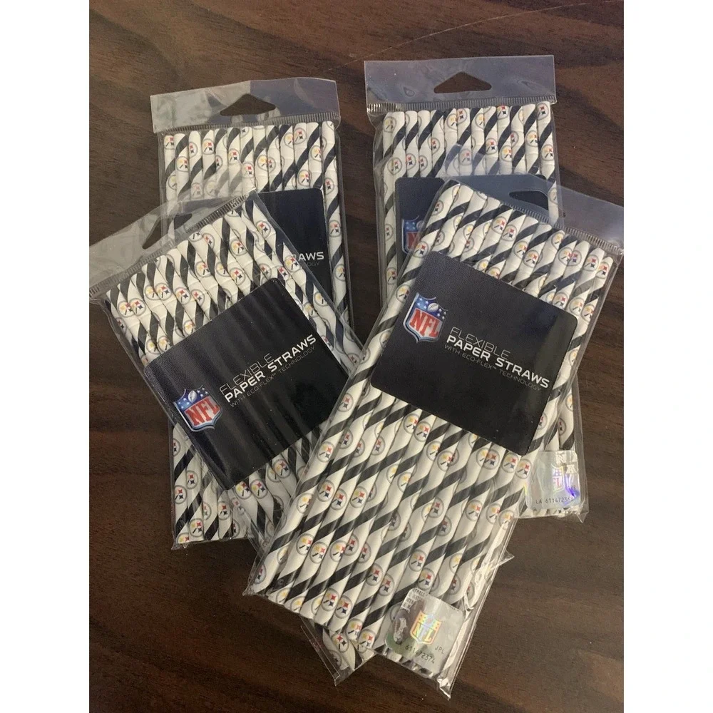 NEW! *4‎ PACKS* NFL Pittsburgh Steelers Football Team Paper Straws